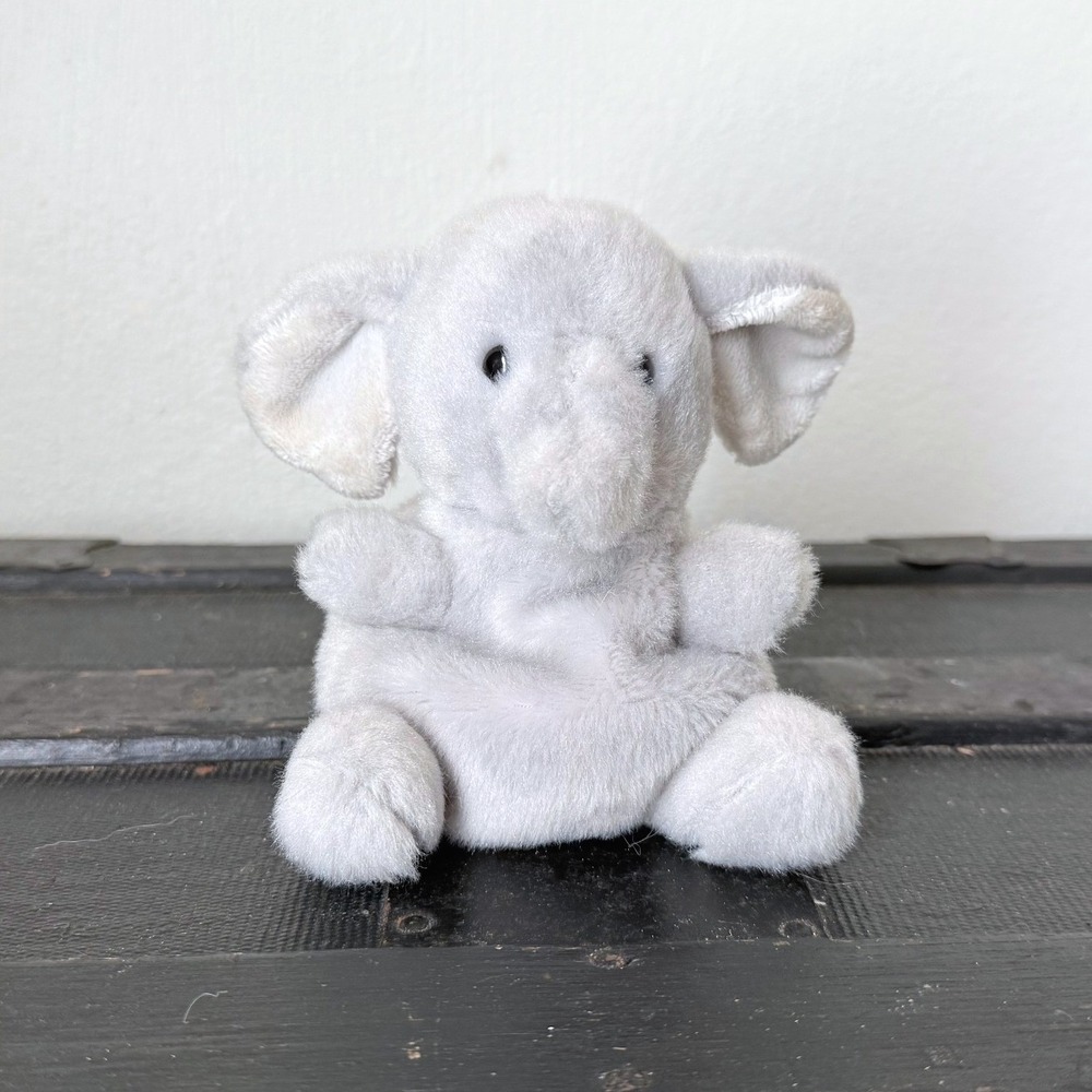 Aurora World Gray Elephant Plush Stuffed Animal Bean Bag Toy 6"